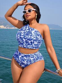 SHEIN Slayr CURVE Große Größen Paisley Muster Tankini Bademode Set, für Strandurlaub
