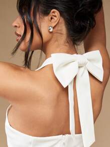 MISSGUIDED Halter Bow Tie Waistcoat Crop Top Summer Festival Party Club Wear Sleeveless Fashion Vest - White - View 7