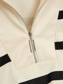 INAWLY Women Plus Size Striped Zipper Crew Neck Casual Sweatshirt Graduation,Back To School,Graduation,Teacher,Back To School Pullover Fall Winter Autumn