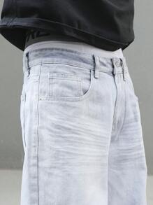 Manfinity EMRG Men's Pocketed Wide-Leg Loose Casual Versatile Jeans - Light Grey - View 7