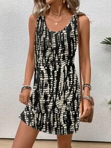 EMERY ROSE Casual Retro Pattern Loose Women's Summer Dress Chic Dress - Multicolor - View 6