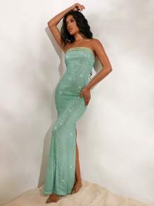 Opulessa 女式亮片面料露肩美人鱼连衣裙