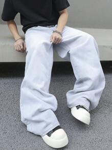 Manfinity EMRG Men's Pocketed Wide-Leg Loose Casual Versatile Jeans - Light Grey - View 6