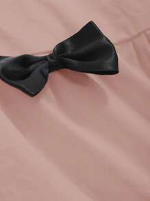 DAZY Ladies' Butterfly Decor Round Neck Short Puff Sleeve Ruffle Hem A-Line Dress, Back To School Formal Dress Sundress - Pink - View 6