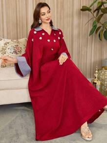 Al Najma Elegant Sequins Floral Turkish & Arabic Style Long Dresses For Women, Spring/Summer, Kaftan & Jalabiya,Modest