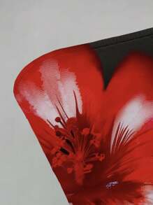 INAWLY Women's Regular Red Hibiscus Flower Hot Girl Y2k American Simple Gift Pattern Printed Tube Top - Multicolor - View 4