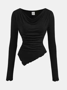 Girlism 2pcs/Set Vintage Knitted Asymmetric Hem Top And A-Line Skirt Set, Elegant Retro Aesthetic For Teen Girls Casual Street Wear And Party