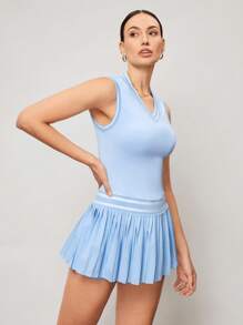 Activina Women's Solid Color Sleeveless Patchwork Casual Sports Dress Athletic Dress - Blue - View 6