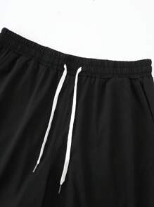 Manfinity Homme Hombres Camiseta con estampado de astronauta & slogan & Shorts de cintura con cordón - Multicolor - Ver 7