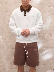 Manfinity VCAY 2pcs Men Woven Casual Long Sleeve Open Front Jacket And Elastic Waist Straight Leg Pants Set