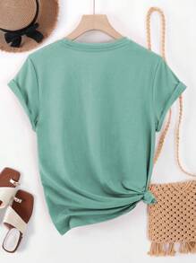 INAWLY Casual Vacation Cartoon Koala Print Short Sleeve T-Shirt - Mint Green - View 2