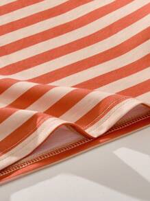 THE HAPPY LOOK Young Boys Cute Embroidered Striped Collar Contrast Rib Drop Shoulder T-Shirts, Casual Sporty Style, For Winter And Spring - Yellow - View 6