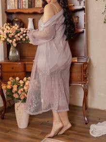 Côtesoire Spitzen-Patch-Sexy Große Größen-Strick-Bademantel