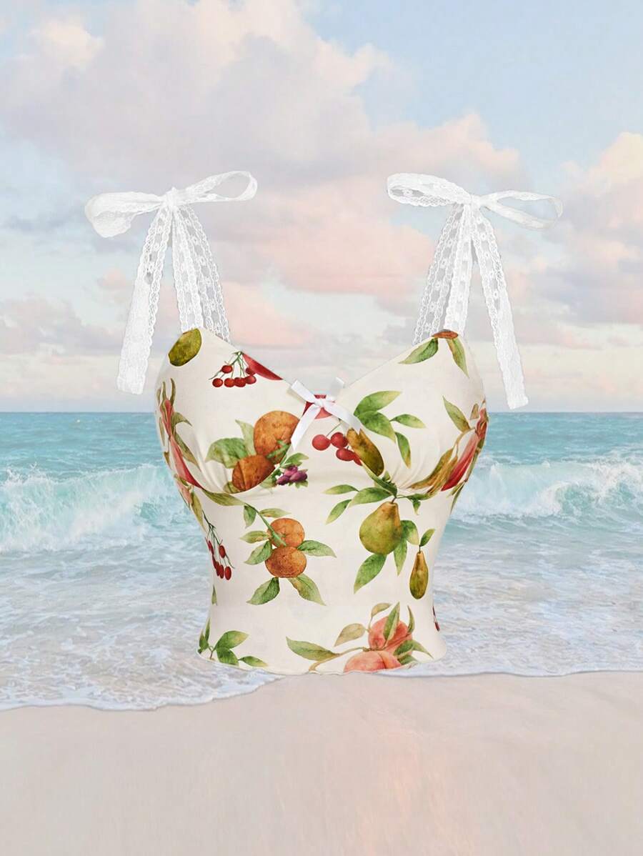 SHEIN MOD Women's Cute Fruit Printed Cami Top,Spring Tops,Going Out Tops,Valentines,Beach Tops,Going Out Tops,Summer Tops Women, Party ,Western Wear Women - Multicolor - View 1