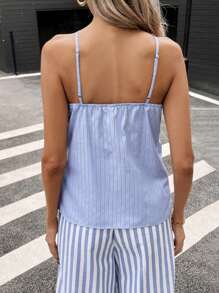 SHEIN Essnce 女式条纹花卉 3D 装饰休闲挂脖背心