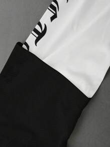 Manfinity Campus Court Aesthetic Post--Men's Color Block Letter & Number Print Mesh Polo Shirt With Long Sleeves, Number Jersey, For Fall - Black - View 3