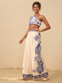 Travachic Áo yếm hở vai in họa tiết giản dị cho nữ đi nghỉ mát - Nhiều màu - Xem 4