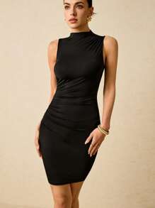 Poéselle Summer Dress Rouched Sleeveless Bodycon Dating Dress