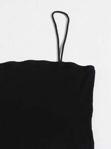 SHEIN VCAY Rib-knit Solid Cami Top & Shirred Waist Leopard Shorts Set - Multicolor - View 5