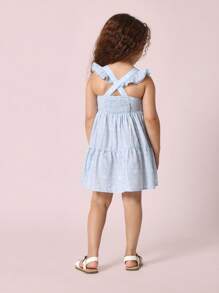 SUMWON Flutter Sleeve Tiered Summer Dress, Kids Sundress With Ruffle Detail, Empire Waist Girls Special Occasion Tea Party Spring Easter Dress