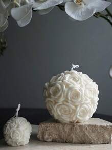 Multisize Rose Ball Candle Mold 3d Rose Shaped Silicone Mold Big Ball Aroma Mold Valentine Resin Casting Mold Diy Candle Soap Polymer Clay Gypsum Craft - White - View 5