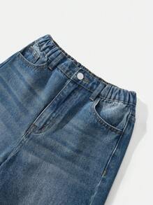 SHEIN Nuovi jeans casual larghi e dritti per ragazze, pantaloni in denim confortevoli e versatili di stile vintage Y2K, collezione primavera/estate 2025, adatti per uso quotidiano