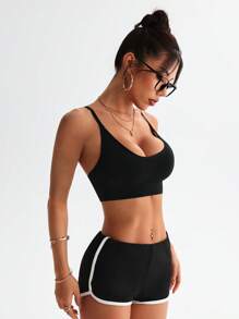 Gameset SHEIN Sport Women Sports Bra (Seamless, Black) - Black - View 5