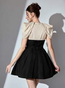 Poshira 女士优雅 V 领派对礼服，简约风格，婚礼宾客礼服，适合休闲日常穿着音乐节春夏，舞会礼服 - 彩色 - 查看 2