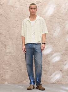 SWAVVY Men's Knit Casual Daily Relaxed Fit Short Sleeve Shirt