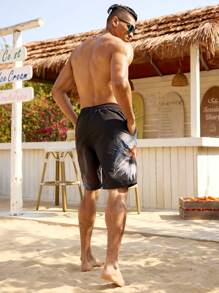 Surfspeed Men's Eagle Print Drawstring Waist Pockets Loose Casual Beach Shorts - Multicolor - View 2