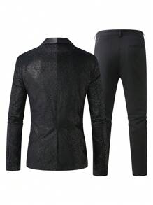 Manfinity AFTRDRK Conjunto de traje de unicolor simple: Chaqueta y pantalones, uso diario de moda casual