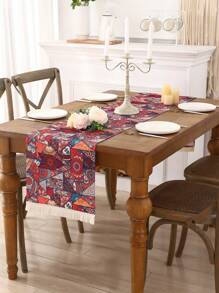 1 st. Boheemse stijl decoratieve tafelloper doek, waterdicht bedrukt linnen voor restaurant en eettafel