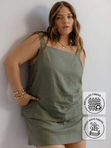 Aralina Curve Relaxed Fit Layered Square Neck Tank And Shorts Set - Army Green - View 1