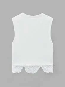 Maija 优雅都市时尚白色腰部贴身花卉蕾丝拼布衬衫，新款春夏时尚，适合休闲、派对、约会、婚礼嘉宾、周年纪念、浪漫度假 - 白色 - 查看 7