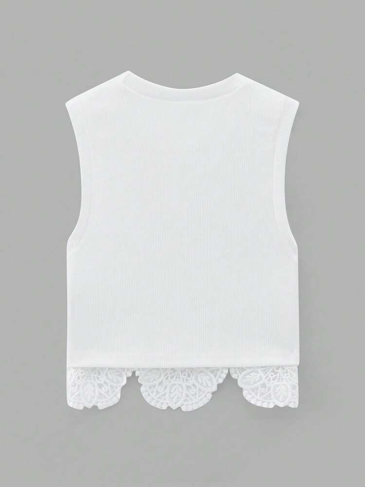 SHEIN Maija Elegancka miejska szykowna biała talia dopasowana kwiatowa koronkowa bluzka patchworkowa, nowa moda wiosna/lato na co dzień, imprezę, randkę, gości weselnych, rocznicę, romantyczne wakacje