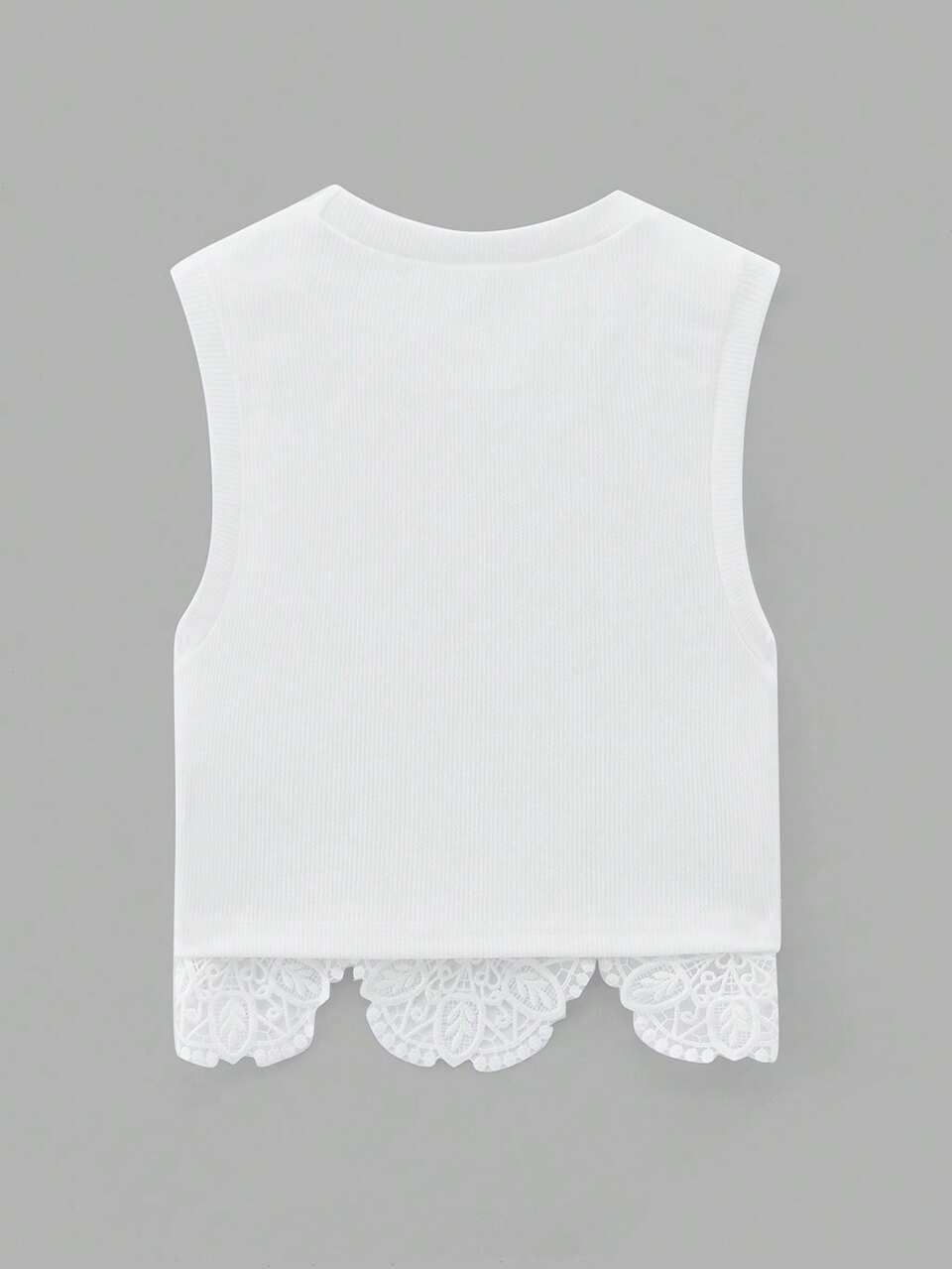 SHEIN Maija Elegant Urban Chic White Summer Floral Lace Patchwork Blouse,Tea Party Holiday Fashion For Casual,,Wedding Guest,Anniversary, Vacation