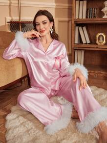 Women's Collared Button-Front Pajama Set