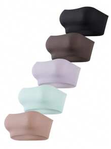 5 件/套女士无肩带无钢圈胸罩 - 彩色 - 查看 3