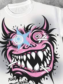 Manfinity EMRG Men's Funny Monster Face Graffiti Print T-Shirt