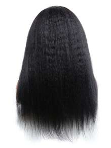 Tóc giả ren thẳng Kinky phía trước bằng tóc thật cho phụ nữ Tóc giả ren 4x4 Tóc giả thẳng Yaki Tóc người được nhổ trước 150% Mật độ Tóc giả không keo Brazil Tóc người - Natural Black - Xem 4