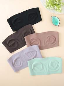 5 件/套女士无肩带无钢圈胸罩 - 彩色 - 查看 4