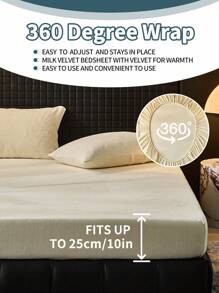 1件装天鹅绒床笠，床上用品，柔软舒适的床垫套，纯色床笠，适合秋冬季节，深口袋设计，仅包含床笠（不含枕套），防尘防滑，可机洗，四季皆宜，床上用品礼品，适用于单人床、双人床、大号床、特大号床，可机洗，秋季装饰，房间装饰