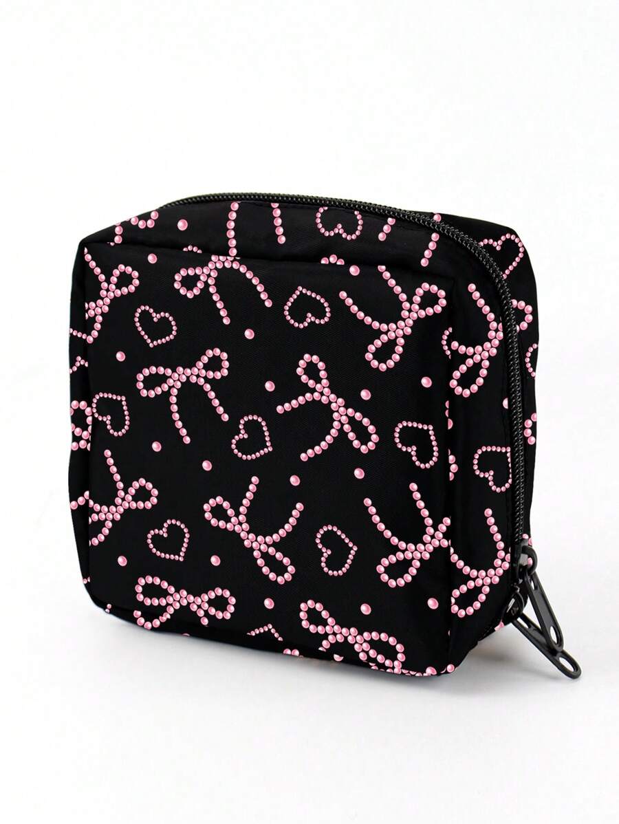 Skyy Designs Co 艺术家黑心印花卫生巾收纳袋