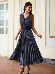 ZEYLAH 女士简约休闲长裙，日常时尚 - 藏蓝色 - 查看 6