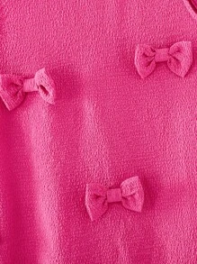 SHEIN Tween-Mädchen Lässig Elegant 3D Schleife Dekor Rüschen Saum ärmelloses figurbetontes A-Linien Strukturiertes Smock Kleid - Heißes Pink - Übersicht 3