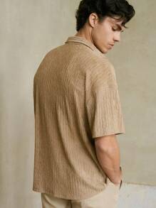 Manfinity VCAY Camisa de punto casual de manga corta, cuello de murciélago, suelta, adecuada para el verano para hombres