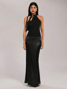 Forever 21 女士简约纯色无袖立领修身毛衣，休闲日常穿着