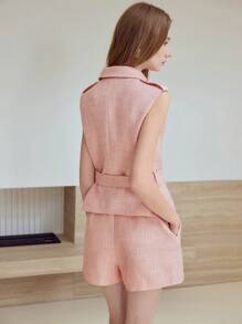 MOTF STUDIO BUTTON UP BELTED JACKET - Pink - View 3