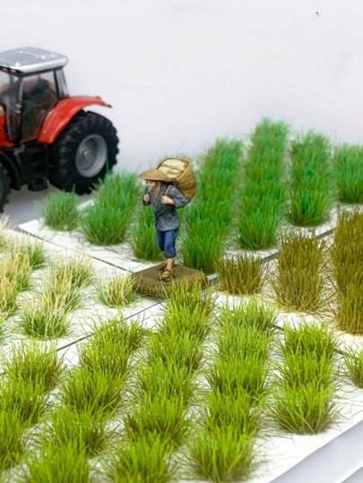 SHEIN 32 klumpar/pack statisk grästos modell grästuvor terrängmodellsats Harts statisk naturmodell, falsk mossa Gräs för tåg Landskap Järnväg konstgräs modellering Bästa presenterna Födelsedag