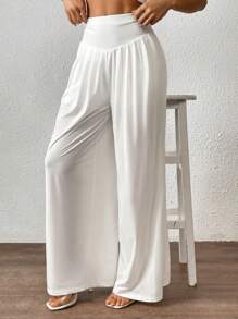 SHEIN Clasi Women's Solid Color Casual Loose Fit Soft Skinny Pants